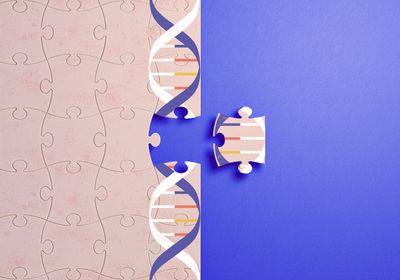 Illustration showing a puzzle piece of DNA being removed