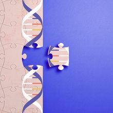 Illustration showing a puzzle piece of DNA being removed