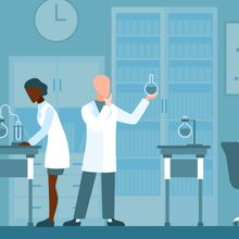 Illustration of scientists in a lab