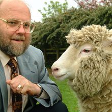 Professor Sir Ian Wilmut with Dolly the sheep