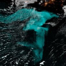 Colorized satellite image of milky sea