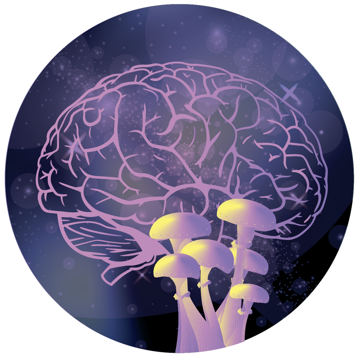 Brain and mushroom illustration
