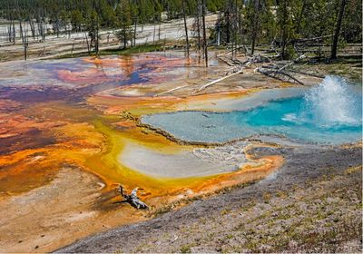 Orange and blue spring with steam rising&nbsp;