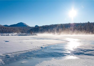 landscape of frozen river